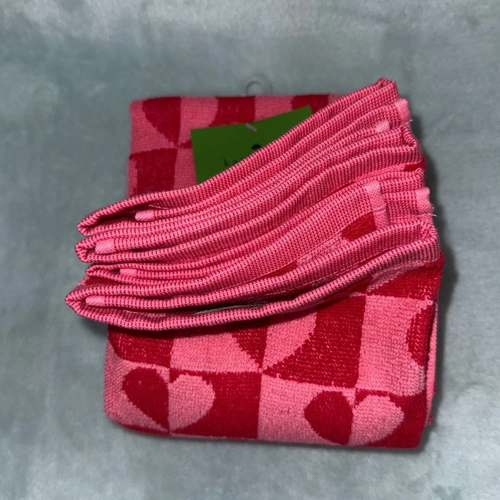 kate spade Pink and Red Heart Kitchen Towels